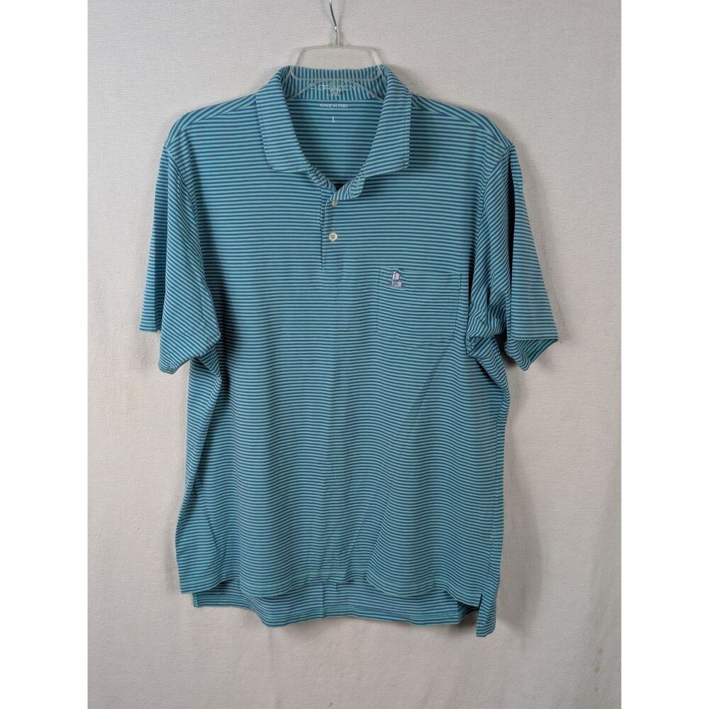 B. Draddy USA Tommy Striped Polo Shirt Green/Blue Men's Size Large